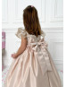 Feifei Sleeves Lace Pleated Satin New Flower Girl Dress